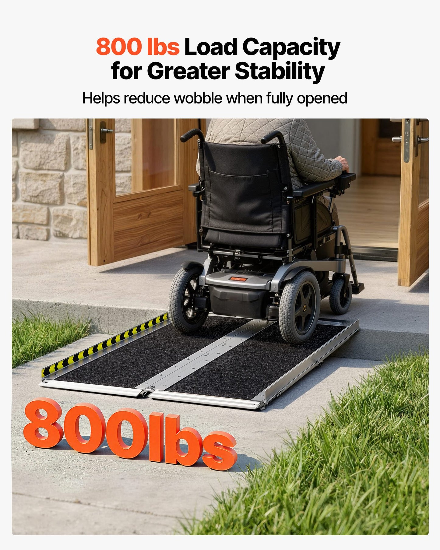 Portable Wheelchair Ramp, 1219.2 mm, Non-Slip Aluminum Folding Handicap Ramp for Wheelchair, 800 lbs Capacity, Door Threshold Ramps for Home Steps, Stairs, Entry, Threshold, Doorways, Scooter