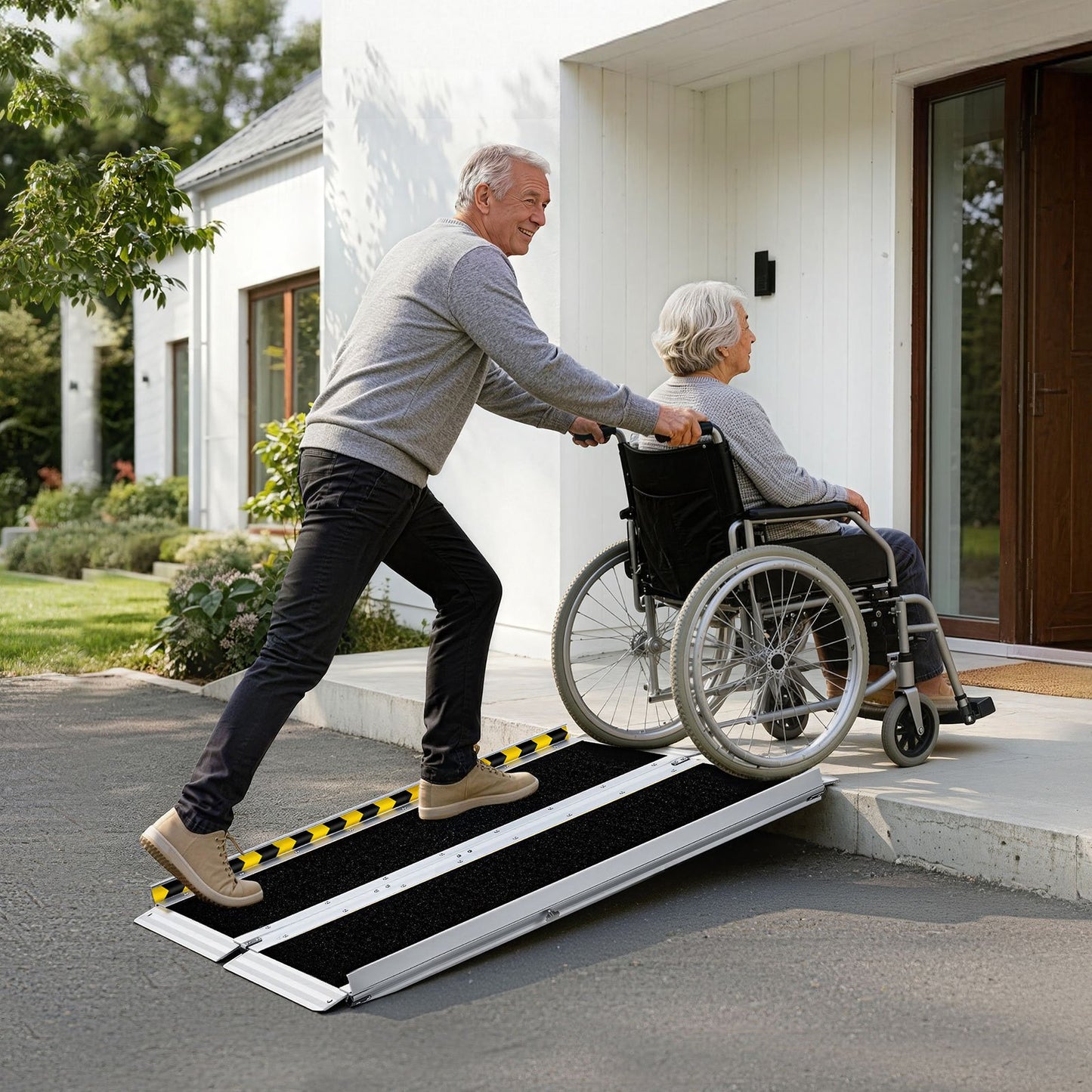 Portable Wheelchair Ramp, 1219.2 mm, Non-Slip Aluminum Folding Handicap Ramp for Wheelchair, 800 lbs Capacity, Door Threshold Ramps for Home Steps, Stairs, Entry, Threshold, Doorways, Scooter