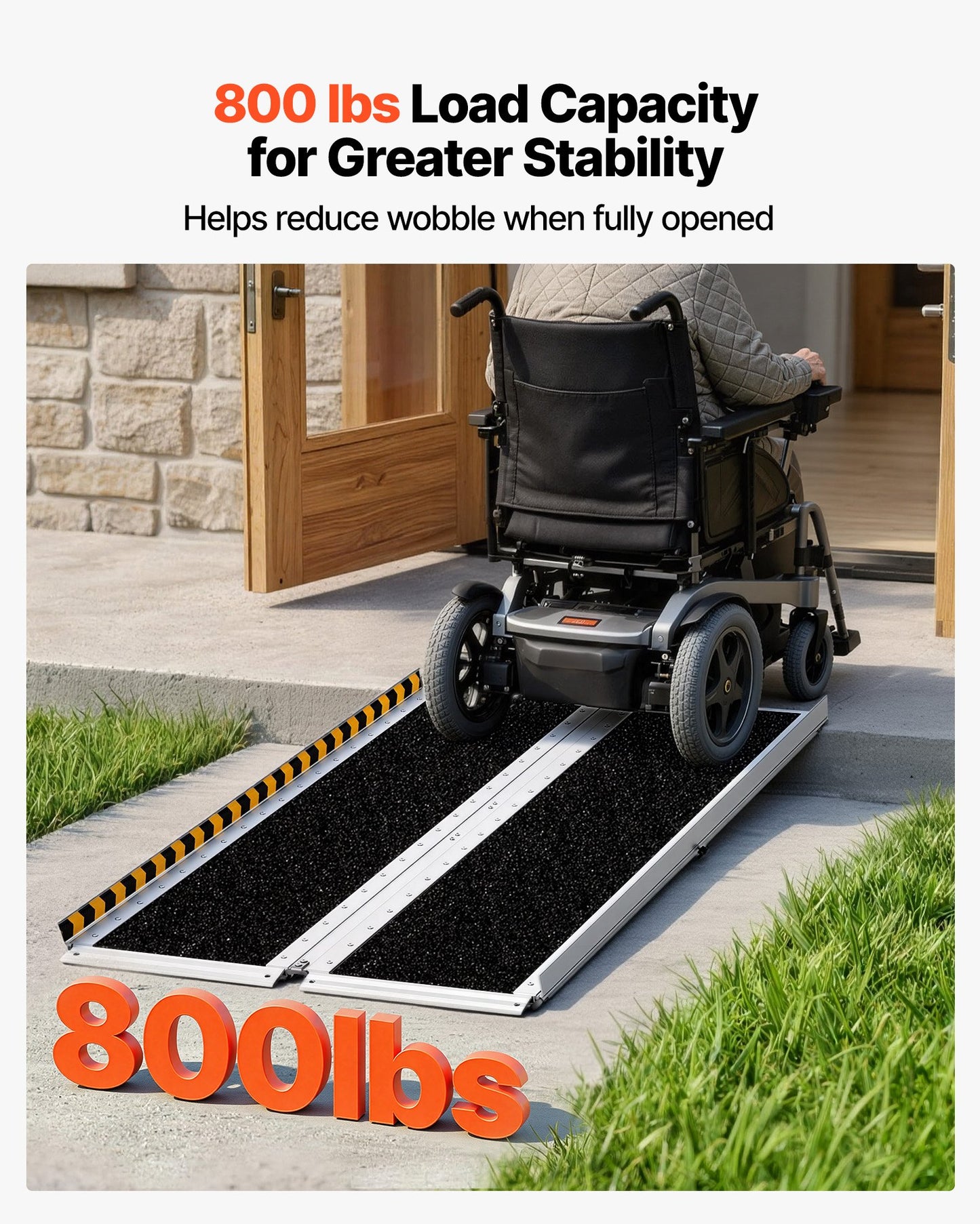 Portable Wheelchair Ramp, 1520 mm, Non-Slip Aluminum Folding Handicap Ramp for Wheelchair, 800 lbs Capacity, Door Threshold Ramps for Home Steps, Stairs, Entry, Threshold, Doorways, Scooter