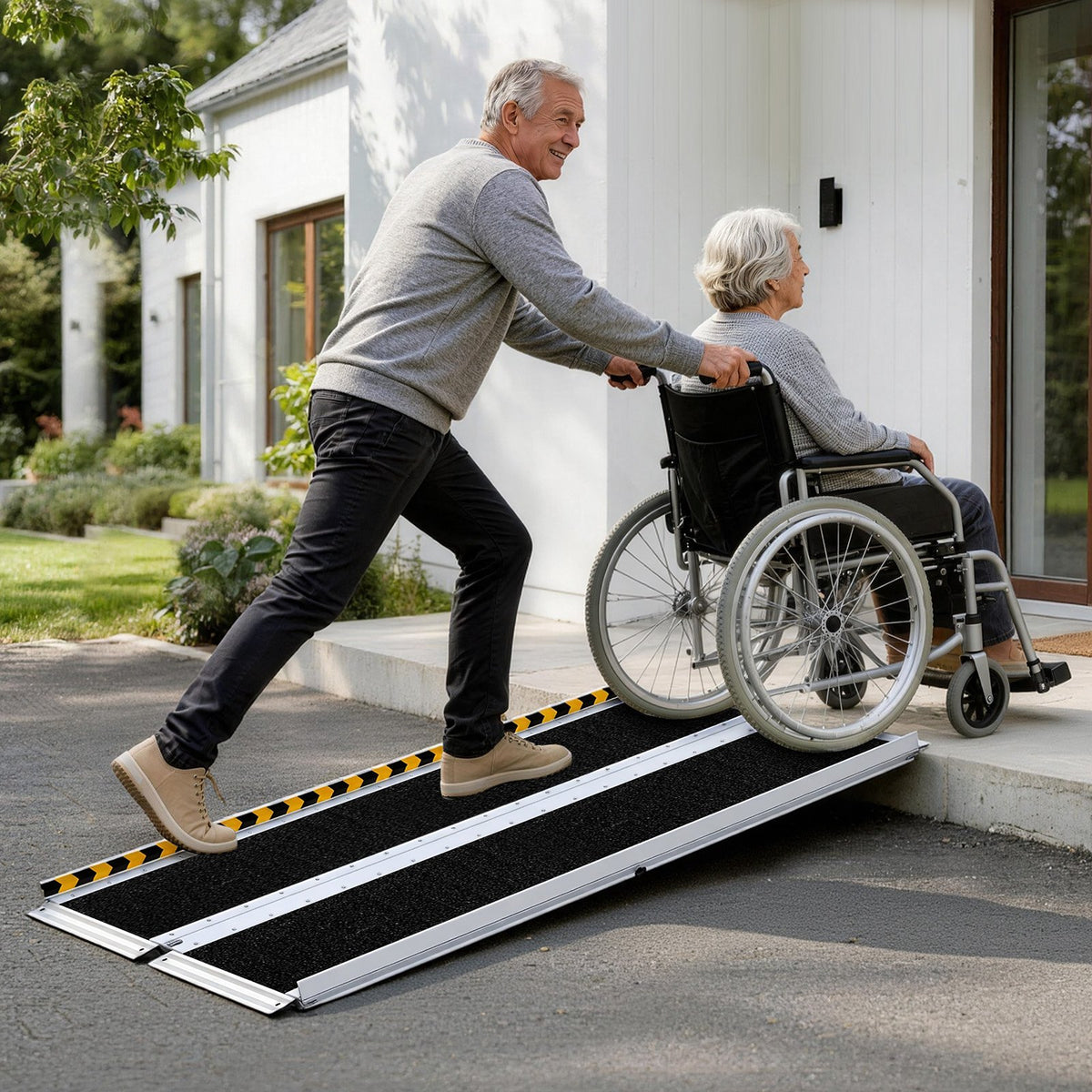Portable Wheelchair Ramp, 1520 mm, Non-Slip Aluminum Folding Handicap Ramp for Wheelchair, 800 lbs Capacity, Door Threshold Ramps for Home Steps, Stairs, Entry, Threshold, Doorways, Scooter