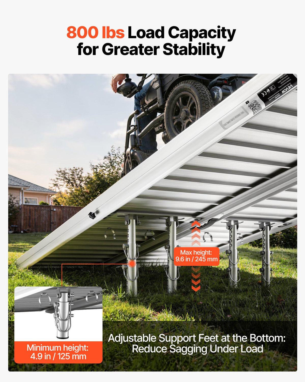 Portable Wheelchair Ramp, 1830 mm, Non-Slip Aluminum Folding Handicap Ramp for Wheelchair, 800 lbs Capacity, Door Threshold Ramps for Home Steps, Stairs, Entry, Threshold, Doorways, Scooter