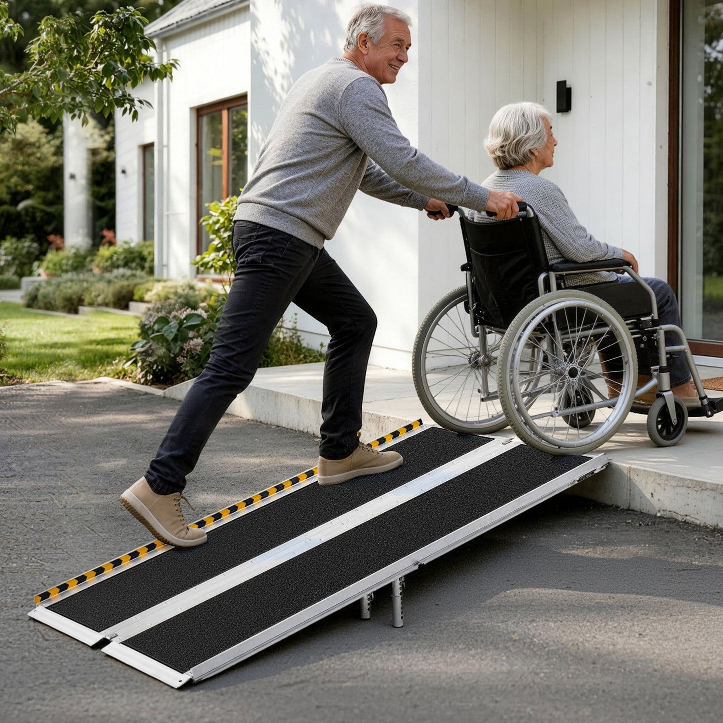 Portable Wheelchair Ramp, 1830 mm, Non-Slip Aluminum Folding Handicap Ramp for Wheelchair, 800 lbs Capacity, Door Threshold Ramps for Home Steps, Stairs, Entry, Threshold, Doorways, Scooter