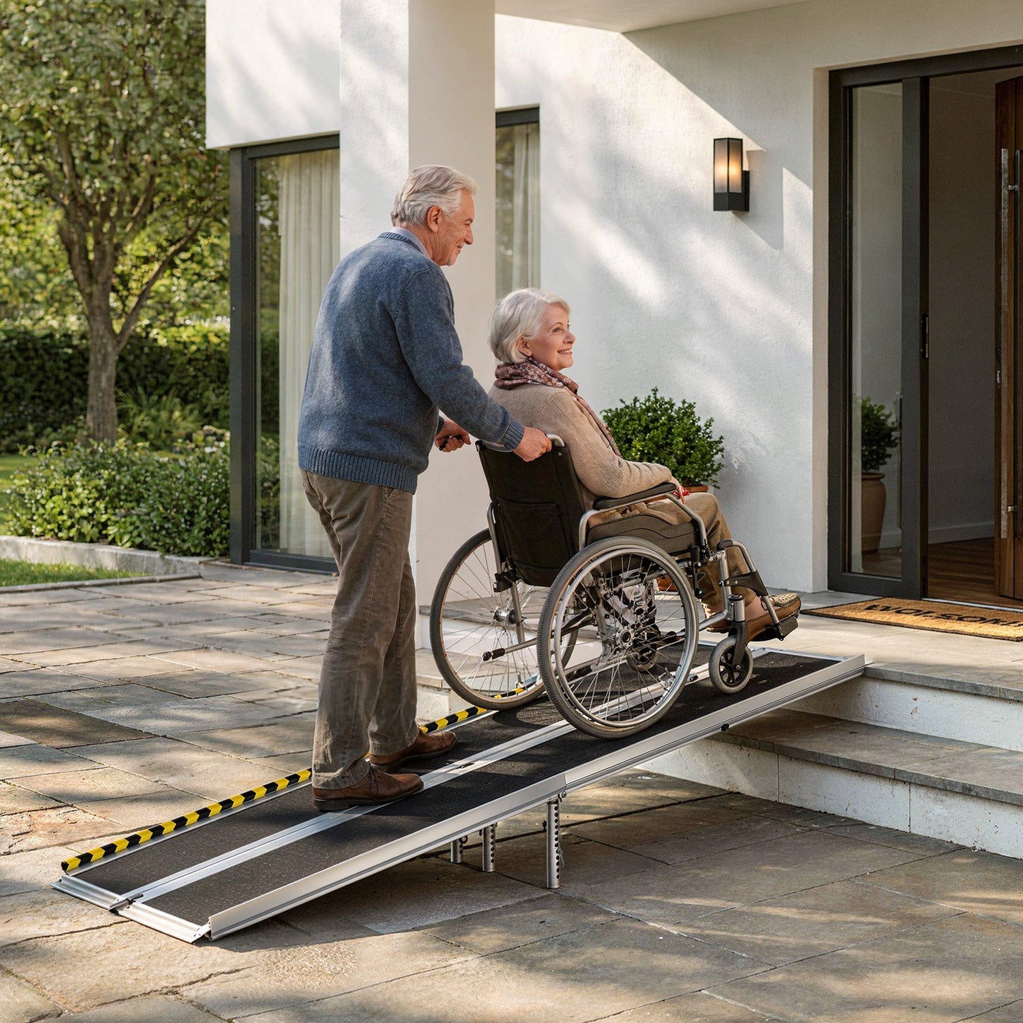 Portable Wheelchair Ramp, 2135 mm, Non-Slip Aluminum Folding Handicap Ramp for Wheelchair, 800 lbs Capacity, Door Threshold Ramps for Home Steps, Stairs, Entry, Threshold, Doorways, Scooter