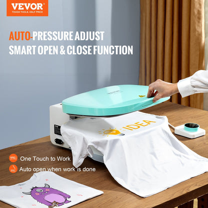 Professional Auto Heat Press 38x30cm for DIY T-Shirts & Vinyl Projects