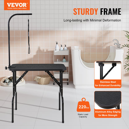 VEVOR Pet Grooming Table Arm with Clamp, 808 x 460 mm Dog Grooming Station, Foldable
