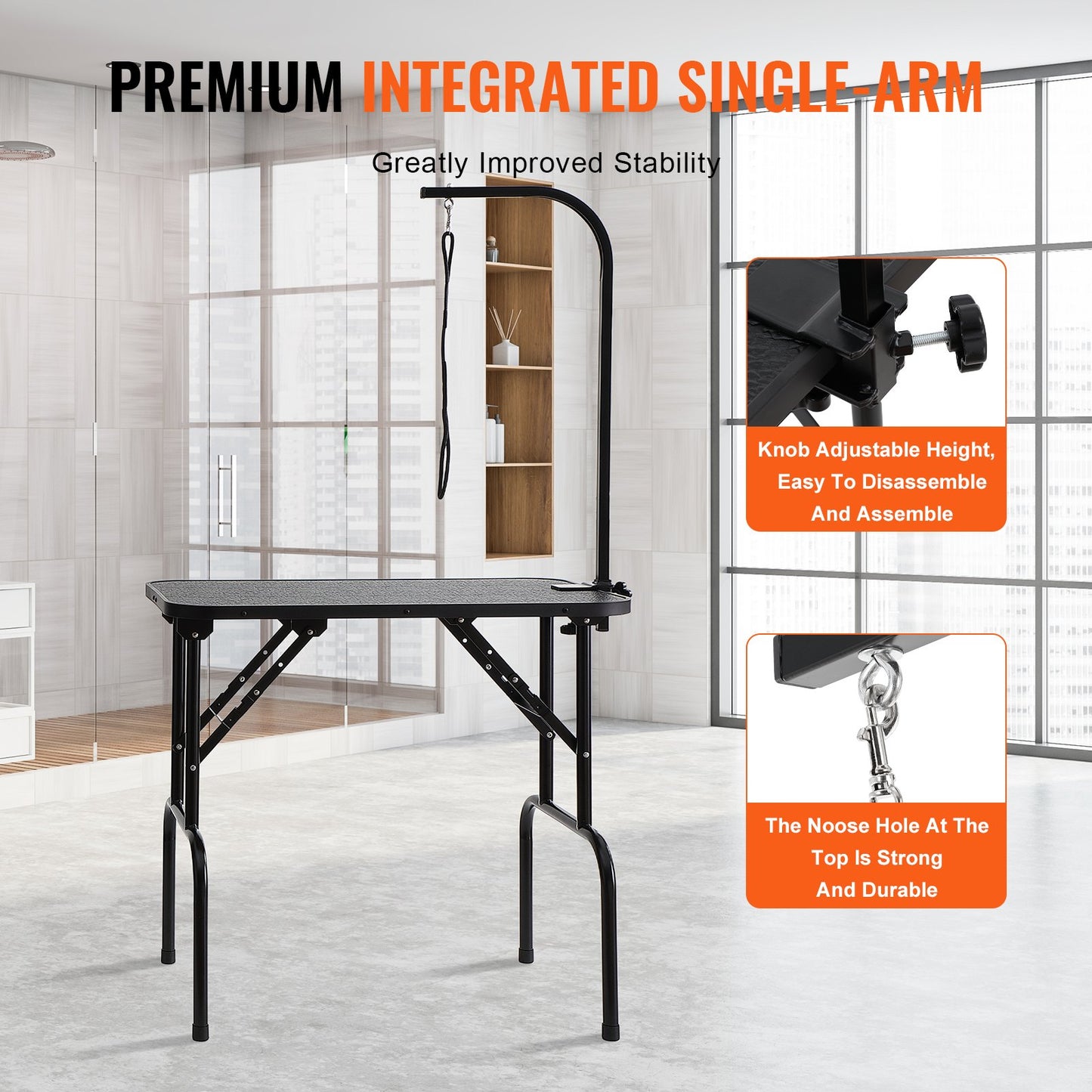 VEVOR Pet Grooming Table Arm with Clamp, 808 x 460 mm Dog Grooming Station, Foldable