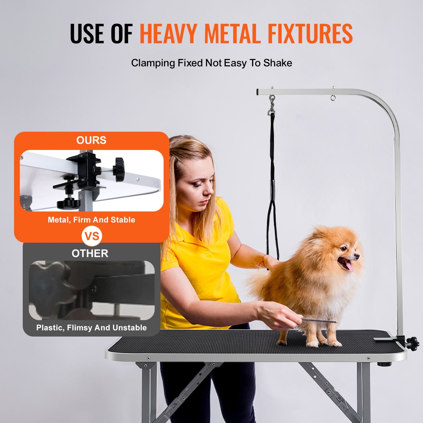 VEVOR Pet Grooming Table Arm with Clamp, 915 x 610mm Dog Grooming Station, Foldable