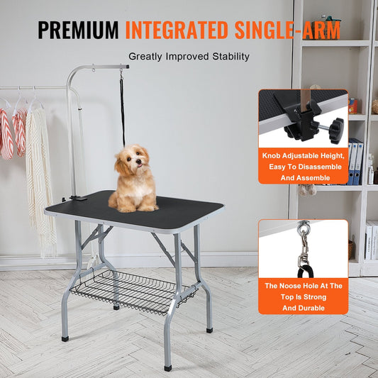 Foldable Dog Grooming Table with Adjustable Arm, 0.92x0.61m, Holds 149.7kg
