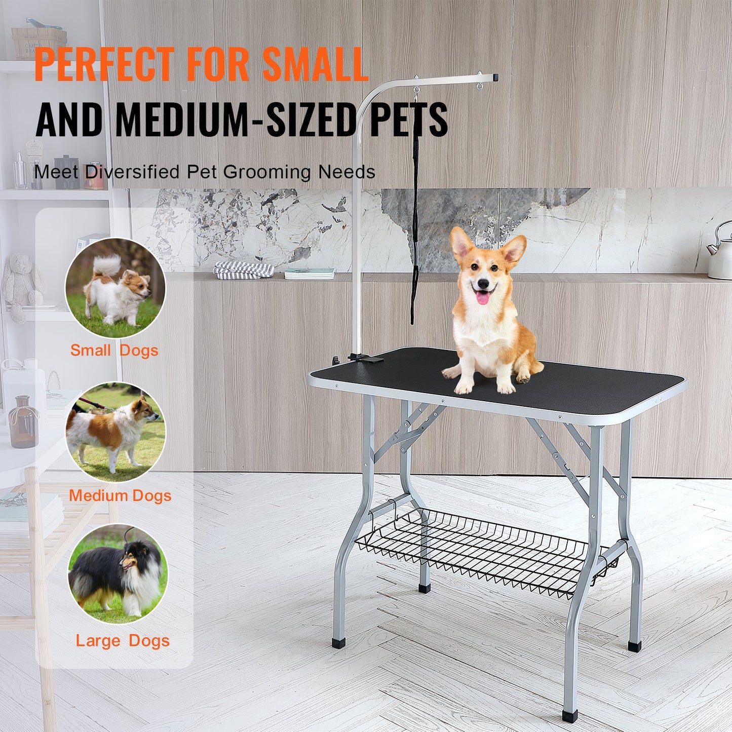 VEVOR Pet Grooming Table Arm with Clamp, 915 x 610mm Dog Grooming Station, Foldable