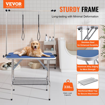 VEVOR Pet Grooming Table Two Arms with Clamp, 915 x 610mm Dog Grooming Station,