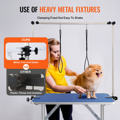 VEVOR Pet Grooming Table Two Arms with Clamp, 915 x 610mm Dog Grooming Station,