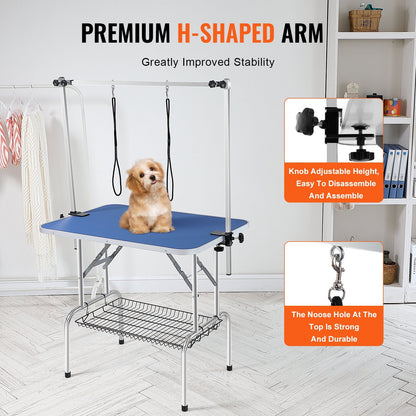 Foldable Pet Grooming Table with Adjustable Arms, 0.9 x 0.6m, 150kg Capacity
