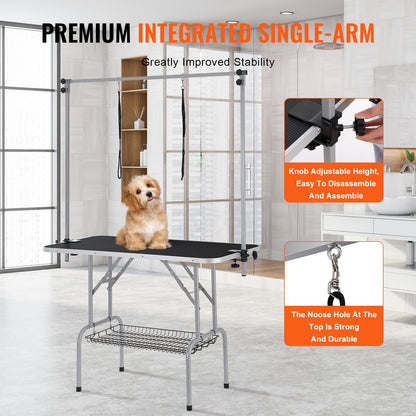 VEVOR Pet Grooming Table Two Arms with Clamp, 117cm Dog Grooming Station, Foldable