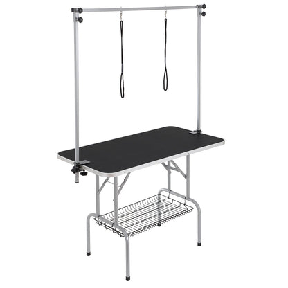 Foldable Pet Grooming Table with Dual Adjustable Arms, 117cm, Holds 150kg
