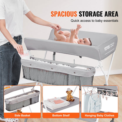 VEVOR Baby Changing Table, Folding Diaper Changing Station with Lockable Wheels,