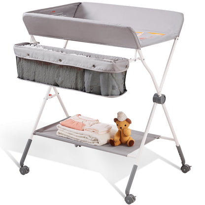 VEVOR Baby Changing Table, Folding Diaper Changing Station with Lockable Wheels,