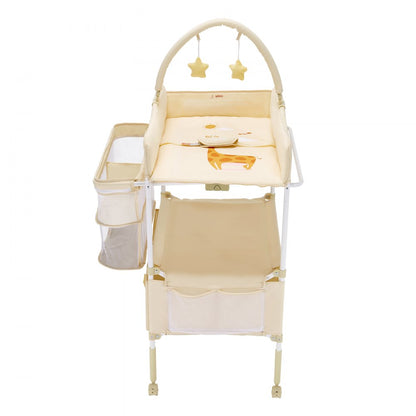 VEVOR Foldable Baby Changing Diaper Station with Side Basket & Hanging Rod Beige