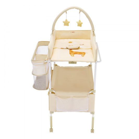 VEVOR Foldable Baby Changing Diaper Station with Side Basket & Hanging Rod Beige