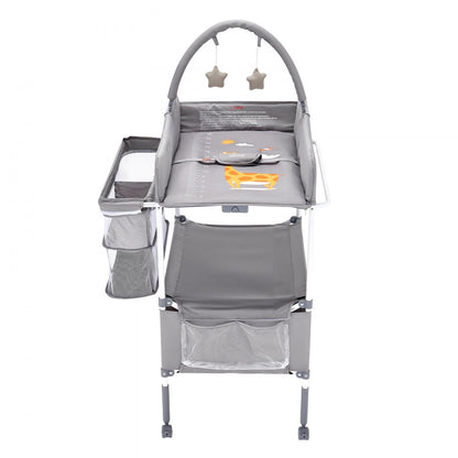 VEVOR Foldable Baby Changing Diaper Station with Side Basket & Hanging Rod Gray