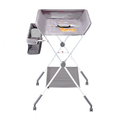 VEVOR Foldable Baby Changing Diaper Station with Side Basket & Wheels Light Gray