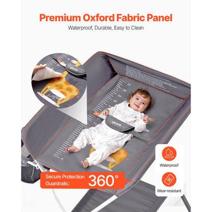 VEVOR Foldable Baby Changing Diaper Station with Side Basket & Wheels Dark Gray