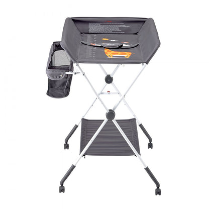 VEVOR Foldable Baby Changing Diaper Station with Side Basket & Wheels Dark Gray