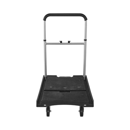 Foldable Push Cart Dolly, 149.69 kg Capacity, Folding Platform Truck with Swivel Wheels, Moving Platform Hand Truck Flatbed Cart, Adjustable Push Handle, for Easy Storage, 680 x 495 x 115 mm