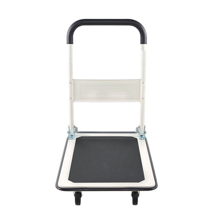 Foldable Push Cart Dolly, 149.69 kg Capacity, Folding Platform Truck with Swivel Wheels, Moving Platform Hand Truck Flatbed Cart, Space Saving Push Handle, for Easy Storage, 735 x 480 x 825 mm