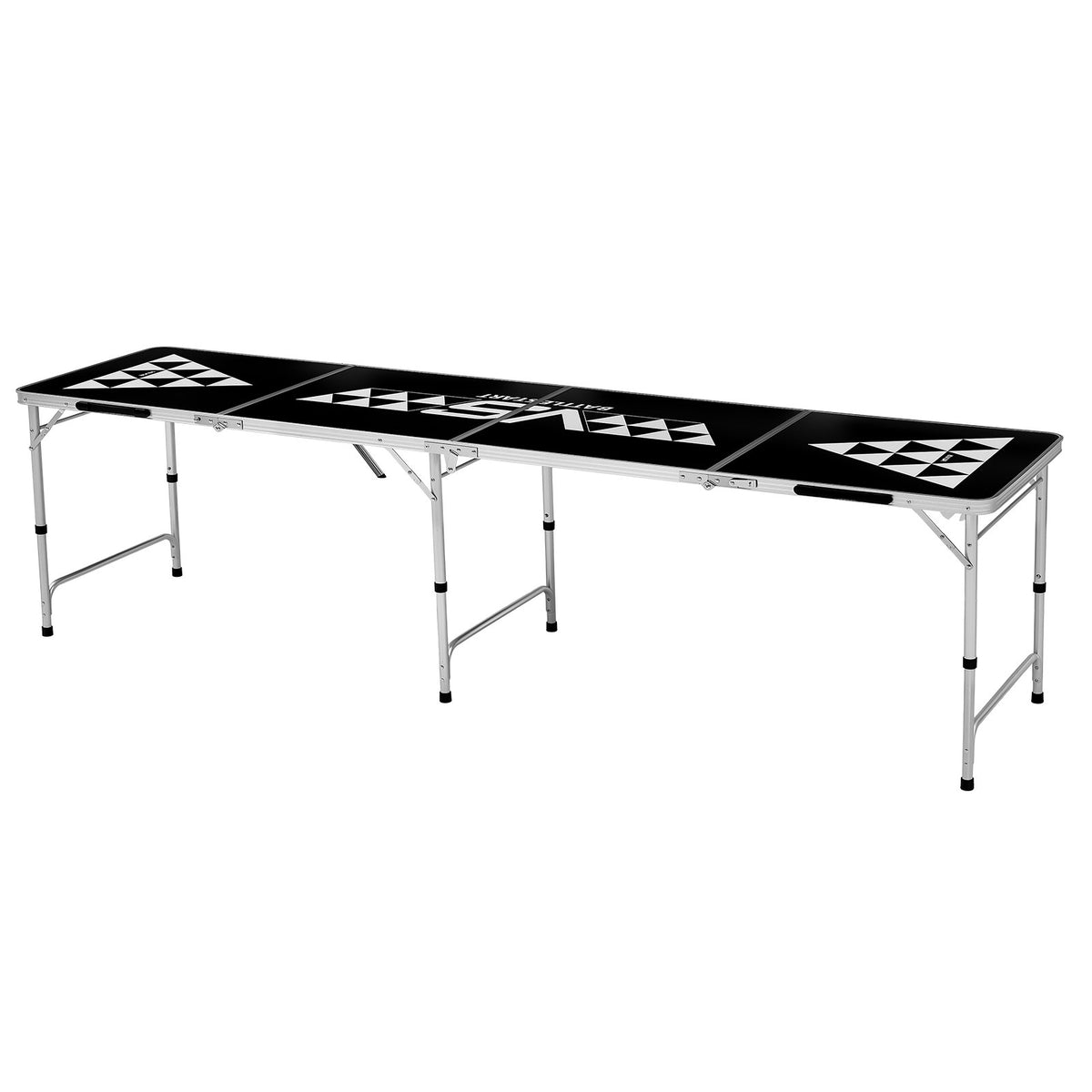 2.4 m Portable Beer Pong Table, Foldable Tailgate Table,Carrying Handles and 6 Pong Balls, Adjustable Height, Lightweight Table for Office, Tailgate Party, Travel and Camping, Black