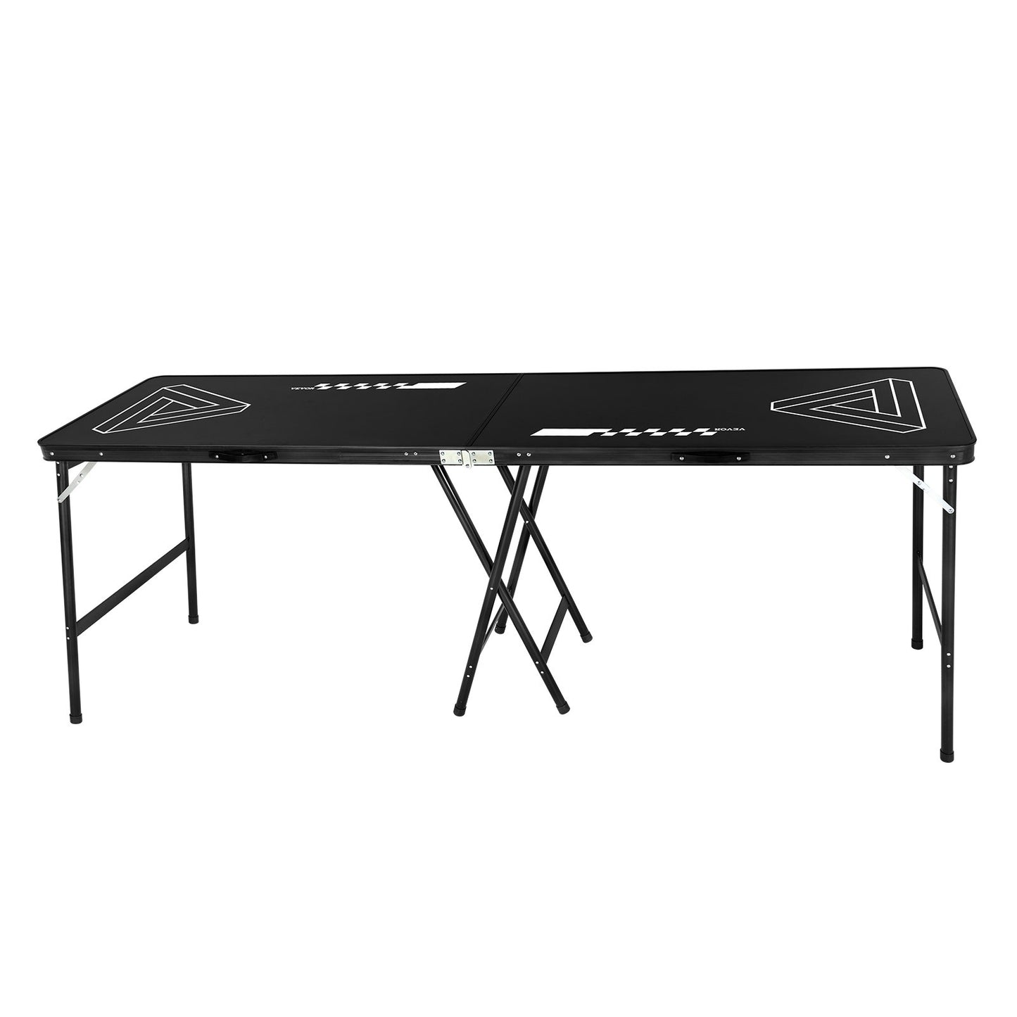 2.4 m Portable Beer Pong Table, Foldable 36 inch Heightened Table, Carrying Handles and 6 Pong Balls, Lightweight Tailgate Table for Office, Tailgate Party, Travel & Camping, Black