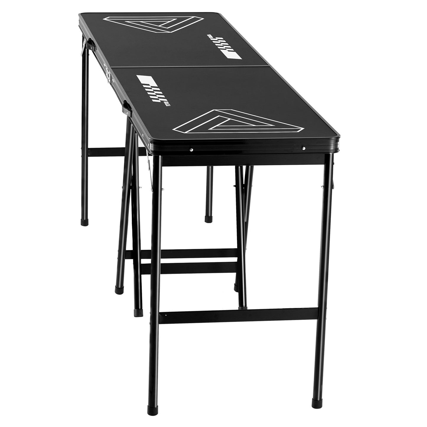 2.4 m Portable Beer Pong Table, Foldable 36 inch Heightened Table, Carrying Handles and 6 Pong Balls, Lightweight Tailgate Table for Office, Tailgate Party, Travel & Camping, Black