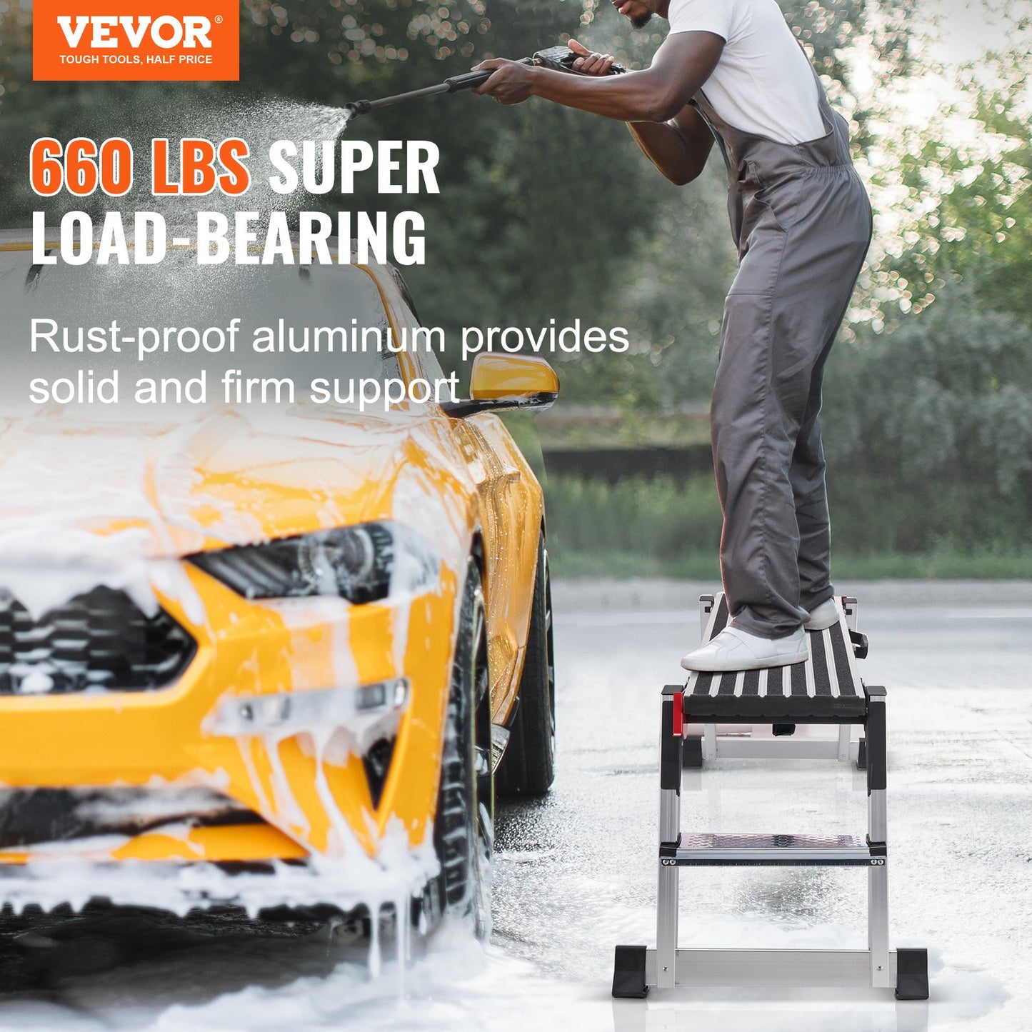 VEVOR Folding Work Platform, 660 lbs Load Capacity, Aluminum Drywall Stool Ladder,
