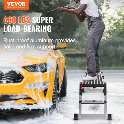 VEVOR Folding Work Platform, 660 lbs Load Capacity, Aluminum Drywall Stool Ladder,