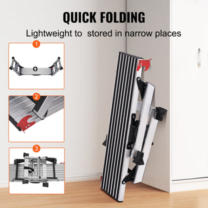 VEVOR Folding Work Platform, 660 lbs Load Capacity, Aluminum Drywall Stool Ladder,