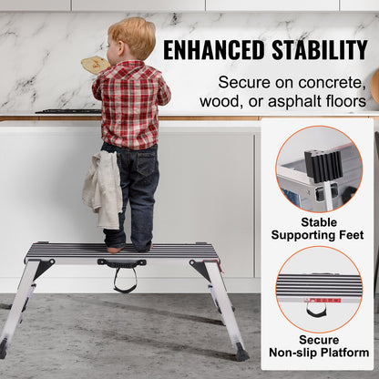 VEVOR Folding Work Platform, 660 lbs Load Capacity, Aluminum Drywall Stool Ladder,