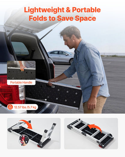 Folding Work Platform, 910 x 310 mm Aluminum Step Stool, 420 mm Height, 226.8 kg Load Capacity, Heavy Duty Platform Ladder with Locks, Portable Work Bench for Painting & Maintenance & Home