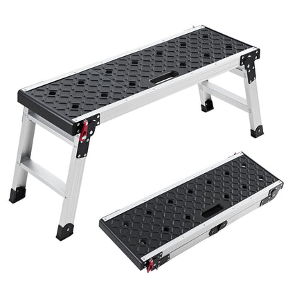 Folding Work Platform, 910 x 310 mm Aluminum Step Stool, 420 mm Height, 226.8 kg Load Capacity, Heavy Duty Platform Ladder with Locks, Portable Work Bench for Painting & Maintenance & Home