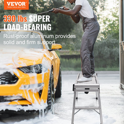 VEVOR Folding Work Platform, 330 lbs Load Capacity, Aluminum Drywall Stool Ladder,