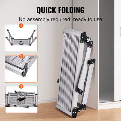 Folding Aluminum Work Platform, 150 kg Capacity, Non-Slip, 76 x 30 x 50.8 cm
