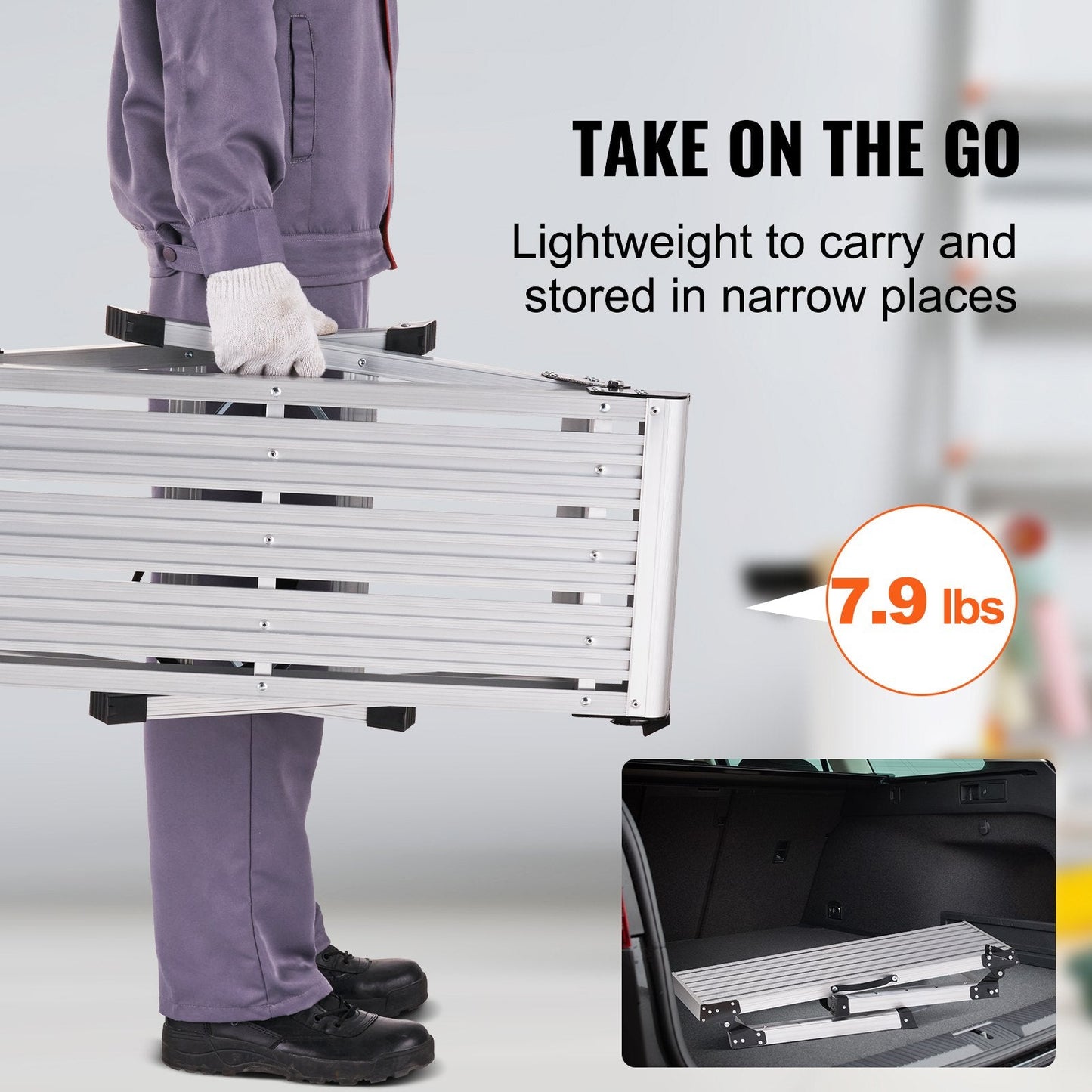Folding Aluminum Work Platform, 150 kg Capacity, Non-Slip, 76 x 30 x 50.8 cm