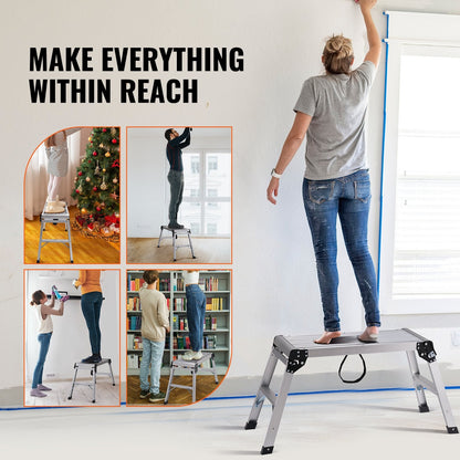 Folding Aluminum Work Platform, 150 kg Capacity, Non-Slip, 76 x 30 x 50.8 cm