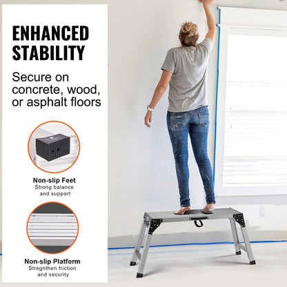 Adjustable Folding Aluminum Work Platform, 150 kg Capacity, 0.58-0.87 m Height