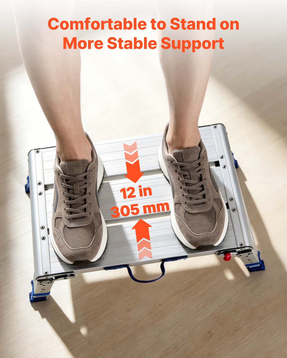 Folding Work Platform, Adjustable Height 305-406 mm, 226.8 kg Capacity Aluminum Step Stool, Heavy Duty Non-Slip Platform Ladder, Portable Work Bench for Painting, Cleaning, Home & Professional
