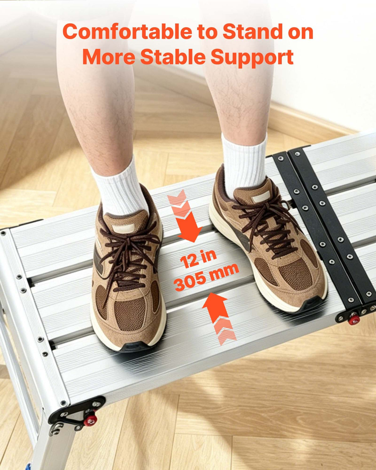 Folding Work Platform, Adjustable Height 360-508 mm, 226.8 kg Capacity Aluminum Step Stool, Heavy Duty Non-Slip Platform Ladder, Portable Work Bench for Painting, Cleaning, Home & Professional