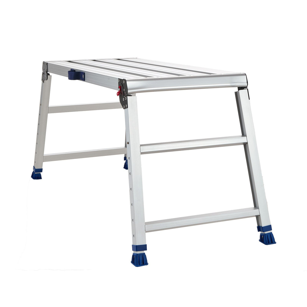 Folding Work Platform, Adjustable Height 584-876 mm, 1016 x 457 mm Aluminum Step Stool, 226.8 kg Load Capacity, Heavy Duty Non-Slip Platform Ladder, Portable Work Bench for Painting, Maintenance