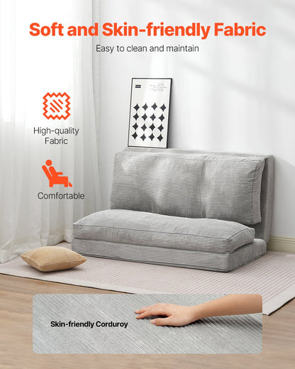 VEVOR Folding Sofa Bed Foldable Couch Bed with Washable Cover Dark Grey (Full)