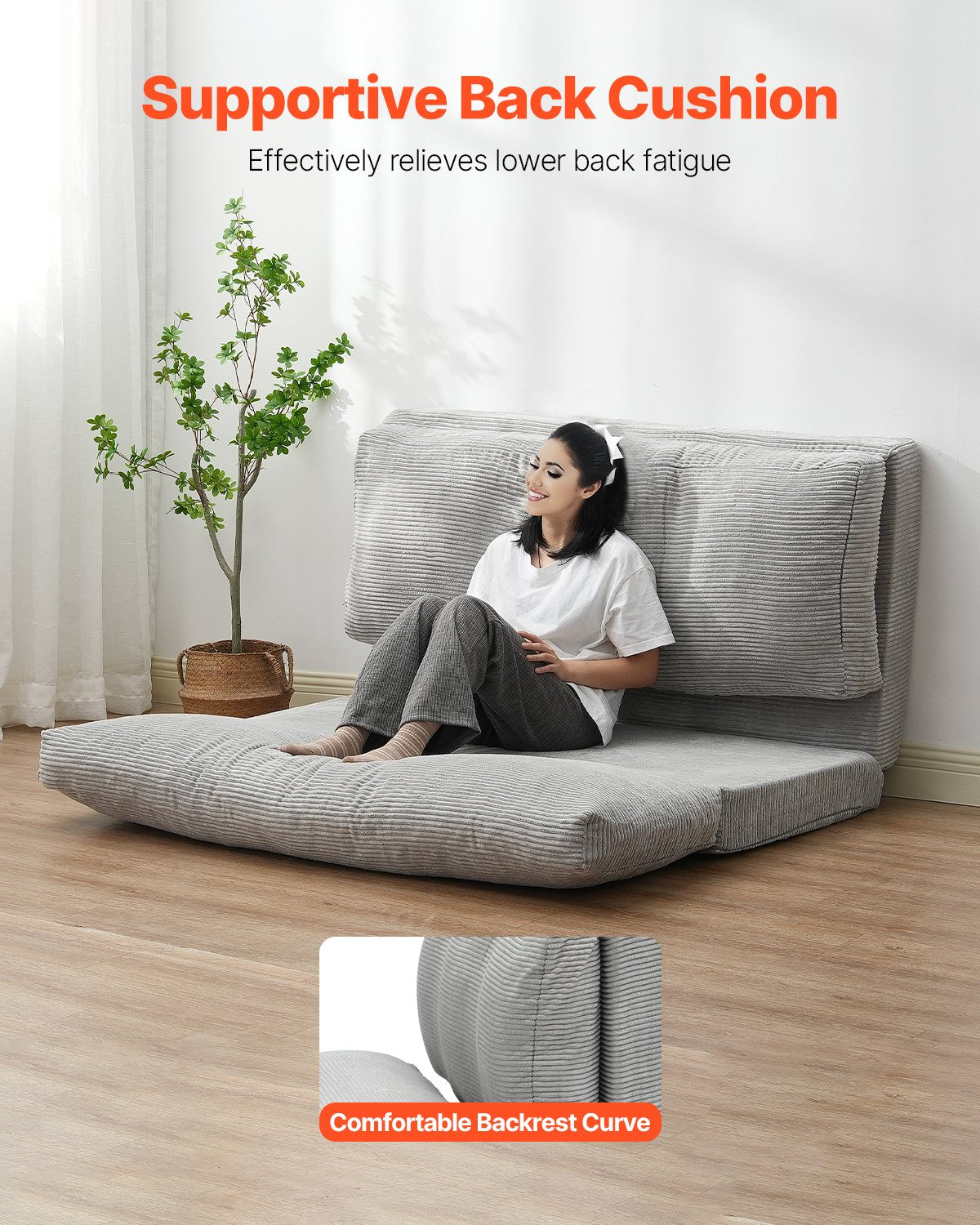 VEVOR Folding Sofa Bed Foldable Couch Bed with Washable Cover Dark Grey (Full)