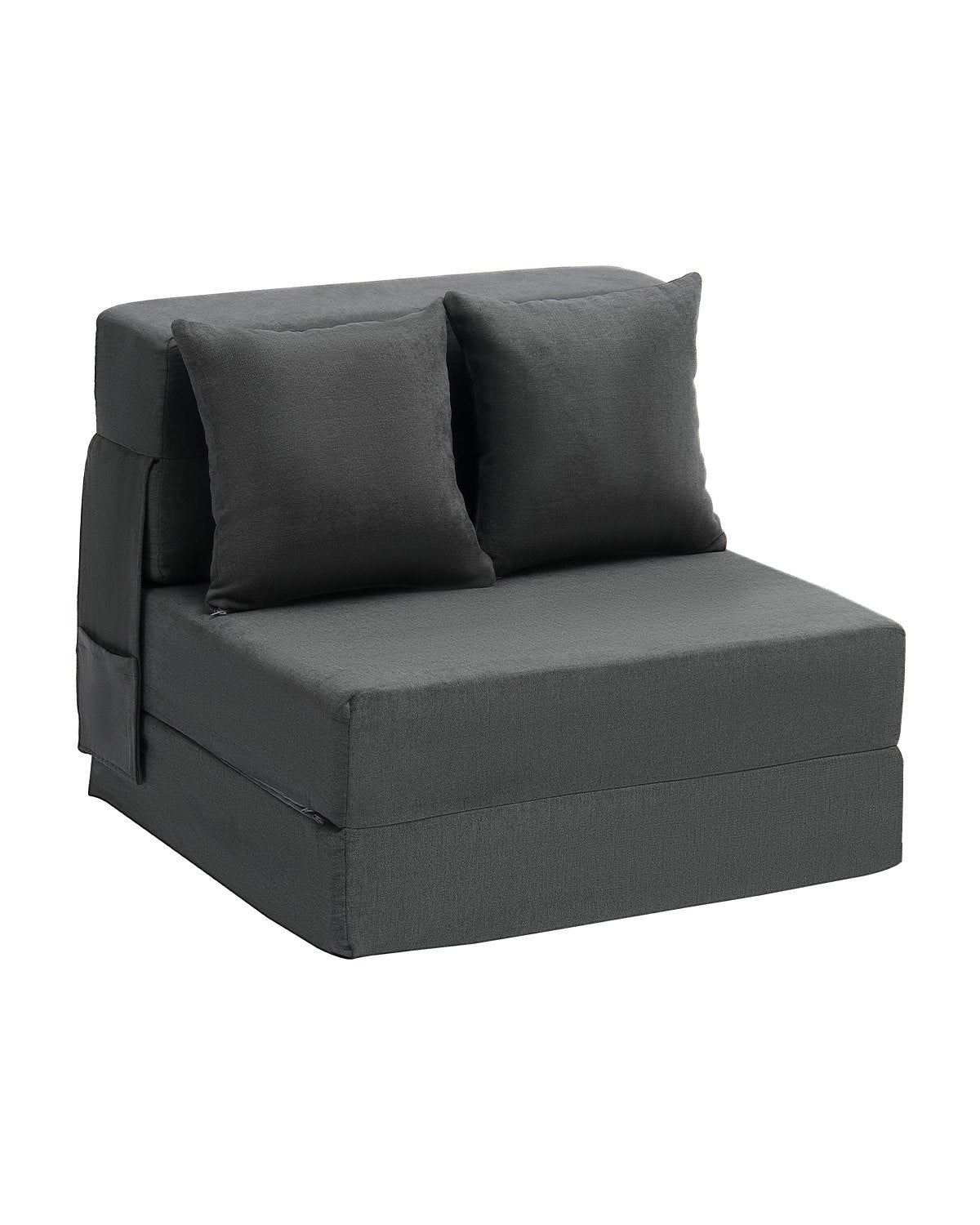 VEVOR Folding Sofa Bed 3-in-1 Foldable Couch Bed with 2 Pillows Dark Grey Single