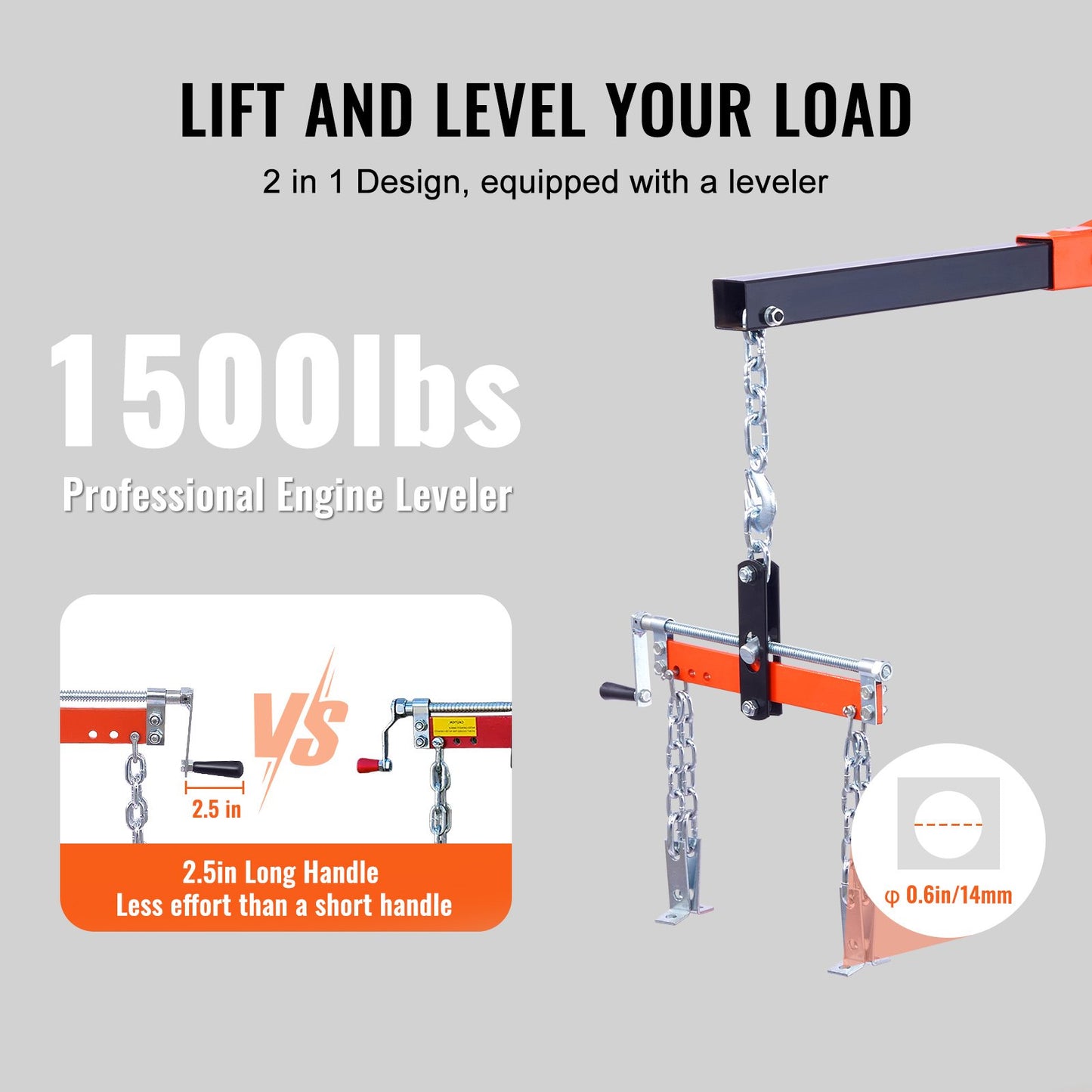 VEVOR Hydraulic Engine Hoist with Lever, 2000KG Heavy-duty Cherry Picker Shop Crane,