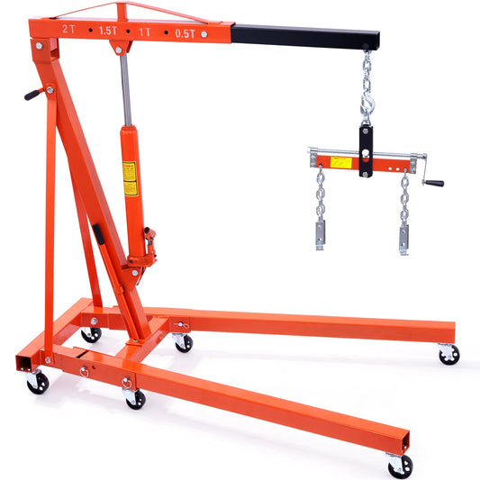 VEVOR Hydraulic Engine Hoist with Lever, 2000KG Heavy-duty Cherry Picker Shop Crane,